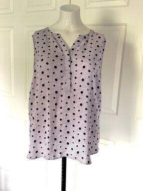 Talbots Lavender Sleeveless Polka Dot Split-Neck Top